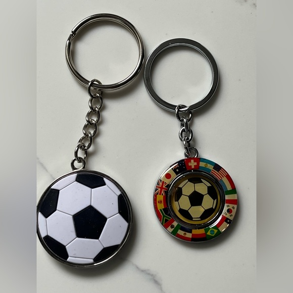 NWOT two soccer keychains. The Italian keychain flips between flag & soccer ball - Picture 3 of 5